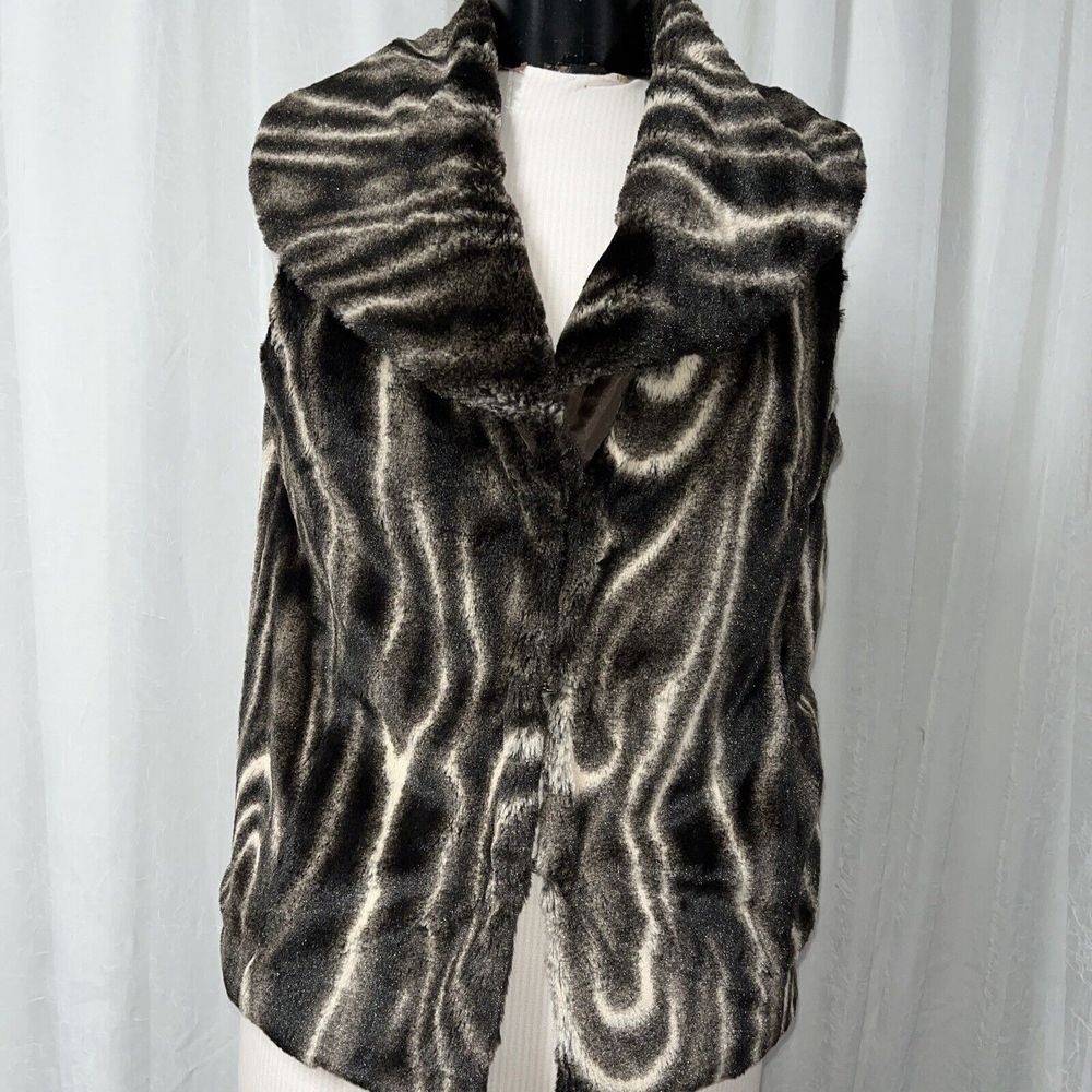 Abbie Mags Chocolate Brown Faux Fur Vest Size Med